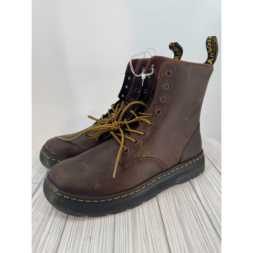 Dr. Martens NJ004 Crewson Nubuck Brown Leather Boots Men's 10‎ Women's 11 Combat